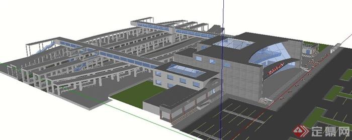 现代风格火车站建筑设计su模型(2)