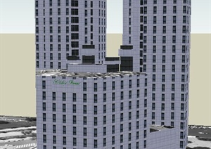 现代高层度假酒店建筑设计SU(草图大师)模型