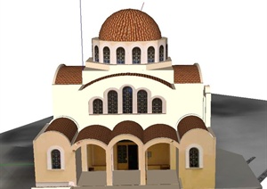 某精致两层教堂建筑设计SU(草图大师)模型
