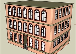 简约公寓楼建筑设计SU(草图大师)模型