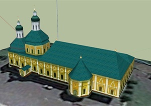 某伊斯兰教堂建筑设计SU(草图大师)模型