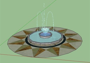 一个简洁喷泉设计SU(草图大师)模型