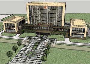 地方检察院大楼建筑设计SU(草图大师)模型