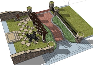 某花园景点组合设计SU(草图大师)模型