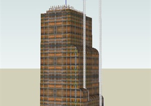 一栋正在施工中高层建筑SU(草图大师)模型