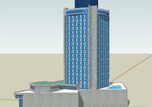 现代风格某高层办公建筑设计SU(草图大师)模型