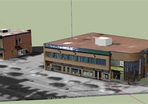 某两层商场建筑设计SU(草图大师)模型