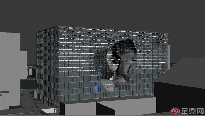 某现代多层镂空异形建筑设计3DMAX模型与PSD效果图(4)
