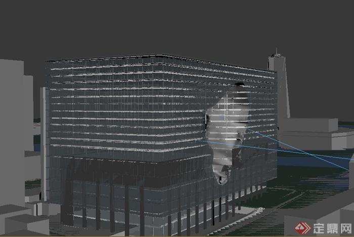某现代多层镂空异形建筑设计3DMAX模型与PSD效果图(5)