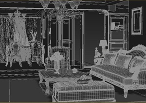 欧式家装客餐厅室内装饰3dmax模型