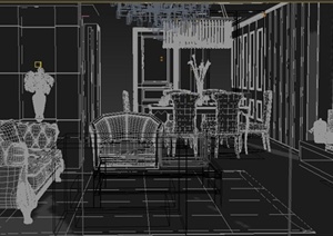 现代简约家装客餐厅室内装饰设计3dmax模型
