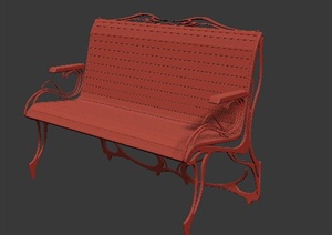 园林景观铁艺木椅3dmax模型
