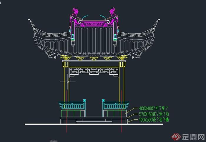 古典中式方亭与歇山方亭设计CAD施工图(1)