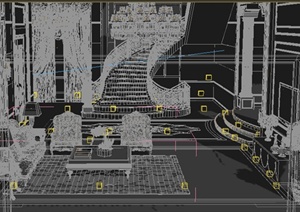 欧式风格复式住宅客厅室内设计3dmax模型