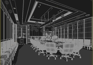 现代风格某会议室室内装饰设计3dmax模型