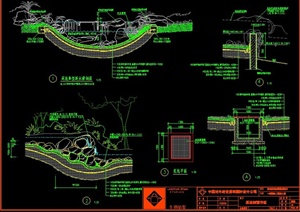 溪流水景设计CAD剖面图