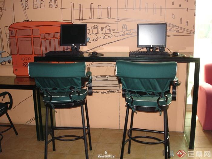 咖啡厅,电脑,电脑桌椅,背景墙
