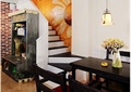 咖啡屋,柜子,楼梯,装饰墙,餐桌椅