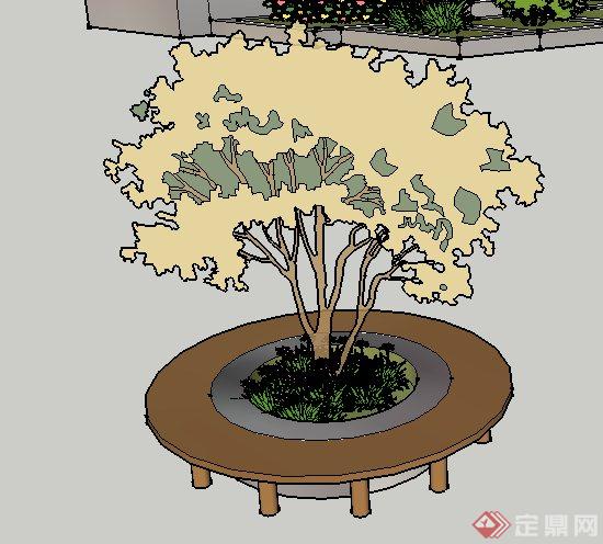 树池、种植池、围墙、廊架su模型(3)