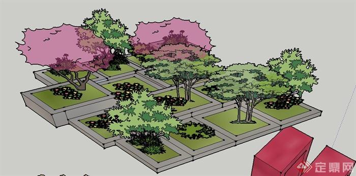 树池、种植池、围墙、廊架su模型(2)