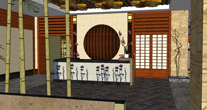 日式餐厅装饰设计SU精细模型
