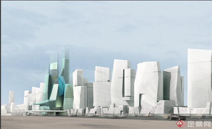 现代某高层异形建筑设计3DMAX模型与PSD效果图(5)