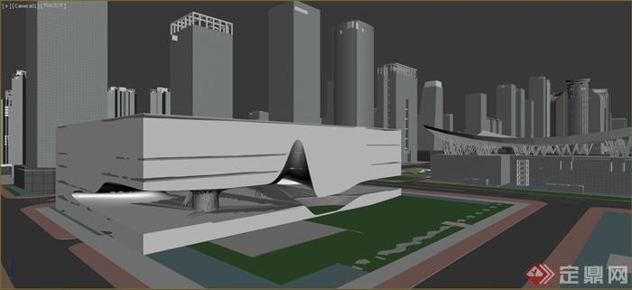 现代某多层异形建筑设计3DMAX模型与PSD效果图(10)