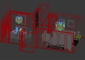 现代模住宅室内餐厅与客厅装修设计3DMAX模型