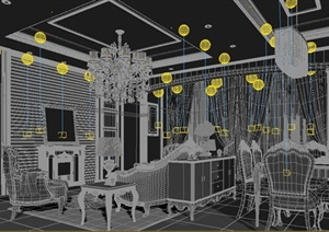 某欧式住宅室内客厅装修设计方案3DMAX模型