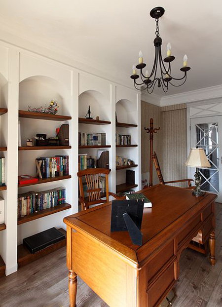 书房,书架,办公桌椅,灯饰
