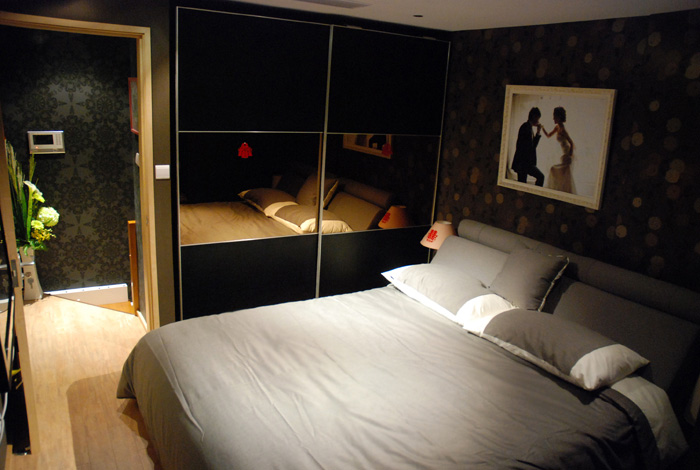 卧室,床,背景墙,衣柜