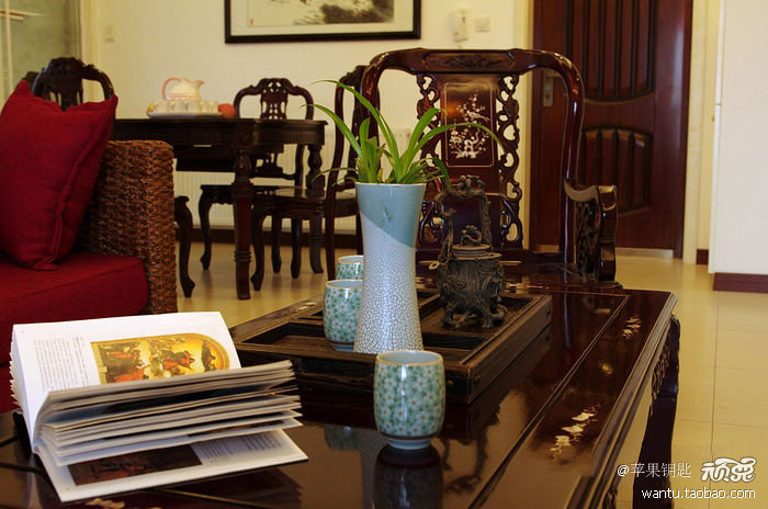 客厅,书,茶杯,花瓶插花,茶几