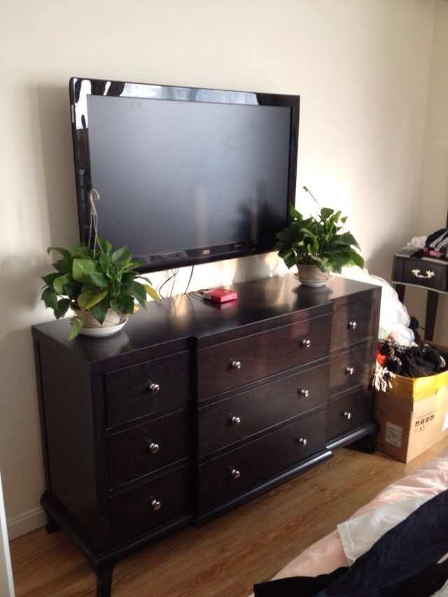 卧室,电视柜,电视,盆栽