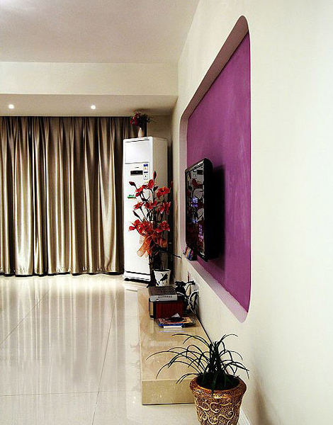 客厅,电视墙,电视柜,空调,窗帘