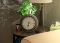 钟表摆件,植物,台灯