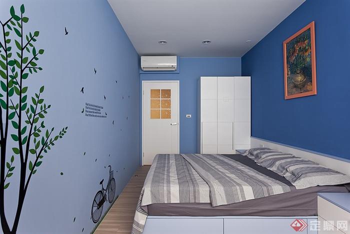 儿童房,卧室,床,衣柜,装饰画,墙绘