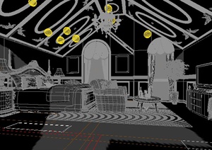 欧式风格某住宅卧室室内装饰设计3dmax模型