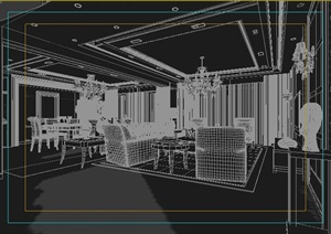 某复式家装客厅及餐厅室内装饰设计3dmax模型