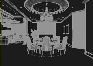 欧式风格别墅客厅及餐厅室内装饰设计3dmax模型