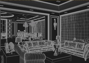某现代中式风格住宅室内客厅与餐厅装修设计3DMAX模型