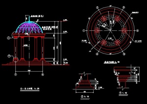 园林景观某欧式圆顶亭施工图