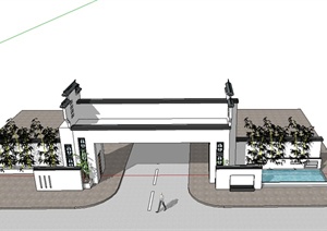 新中式大门设计SU(草图大师)模型