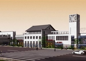 22个新中式商业街建筑设计SU(草图大师)模型