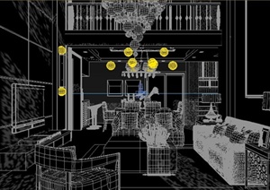 室内装饰复式住宅空间客餐厅设计3dmax模型