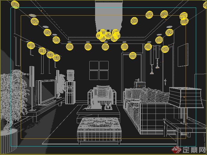 简约现代风格客厅室内装饰设计3dmax模型(1)