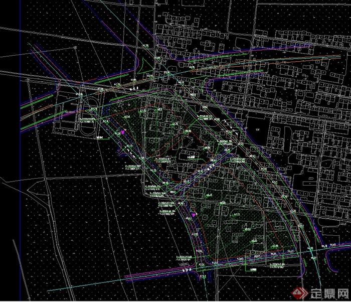某城市市民中心景观工程外围环境设计PDF文本与CAD场地竖向图(5)