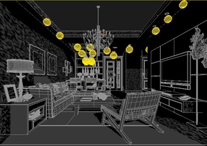 家装设计某现代客餐厅室内装饰3dmax模型