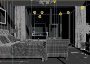 现代风格某住宅卧室空间装修设计3DMAX模型