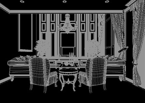 欧式风格某别墅客餐厅室内装饰设计3dmax模型