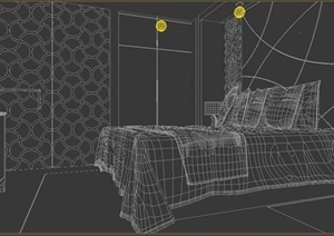 现代风格某住宅室内卧与客厅室装修设计3DMAX模型